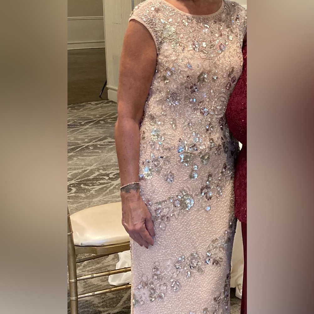 Mac Duggal Pink and Gold Sequin Strapless Gown